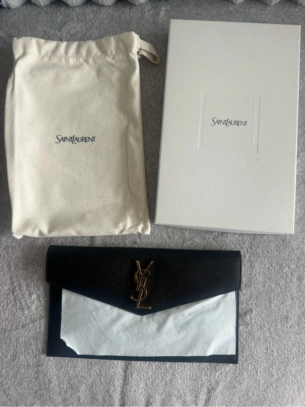 Saint Laurent Uptown YSL Pouch in Grained Leather
